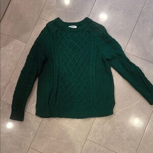 Old Navy, cable knit cotton sweater. Green. Size m